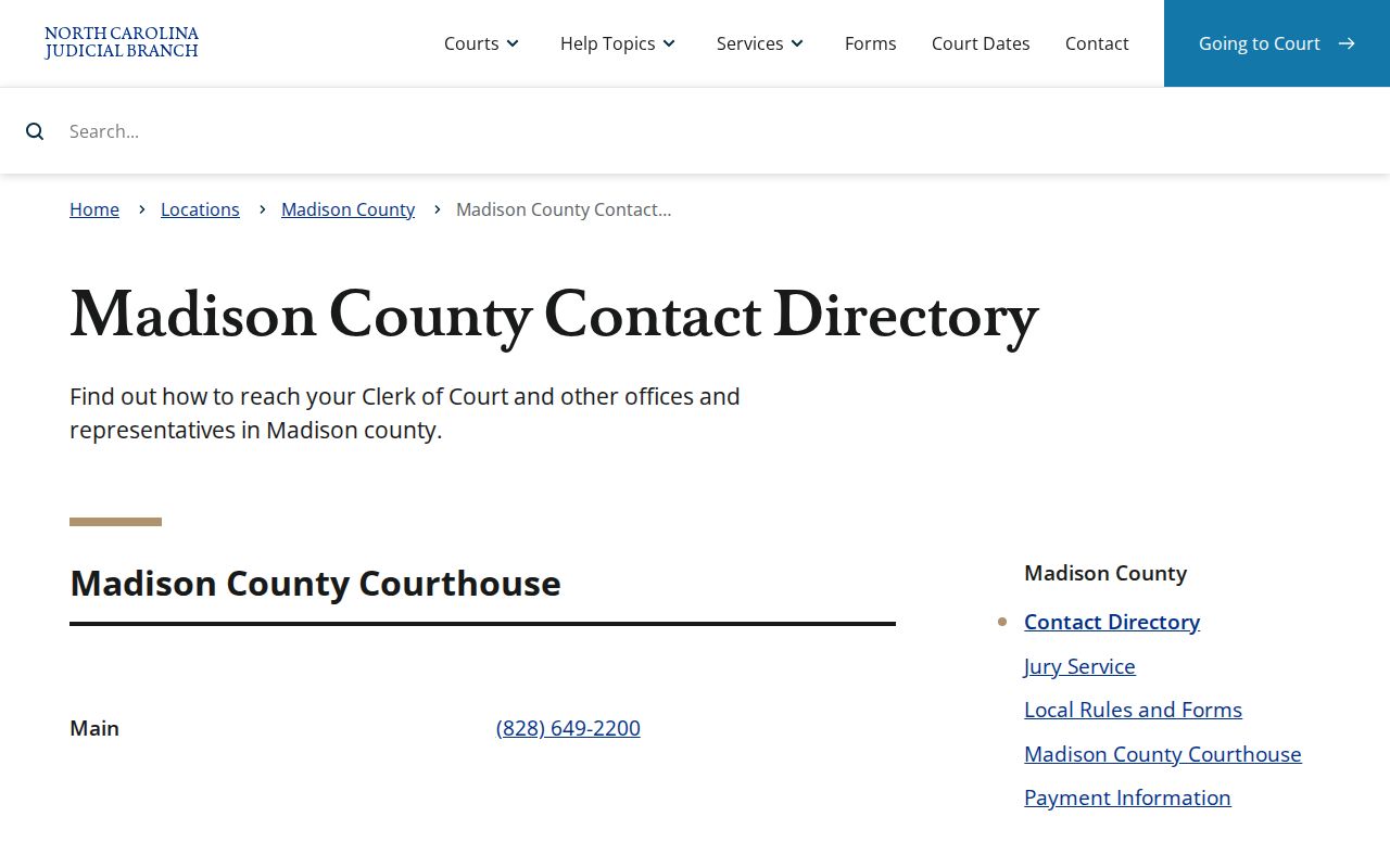 Madison County criminal court contact directory