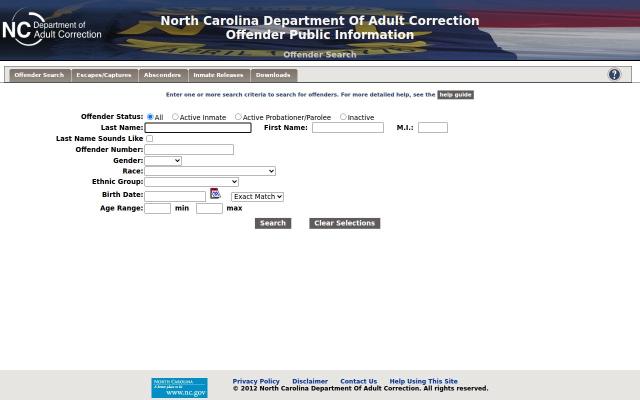 Madison County criminal corrections records NCDAC offender search