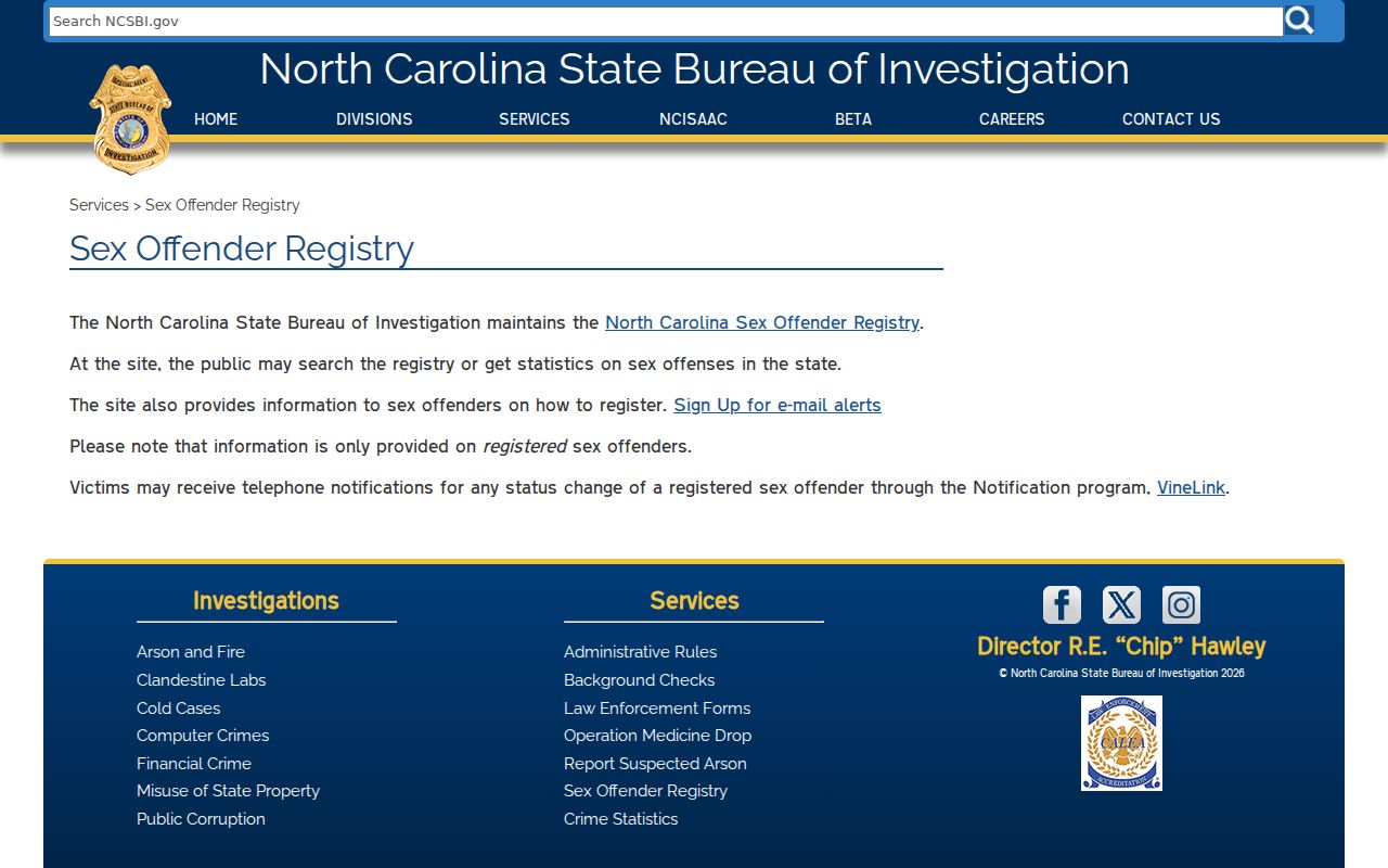 SBI information for Madison County sex offender registry alerts